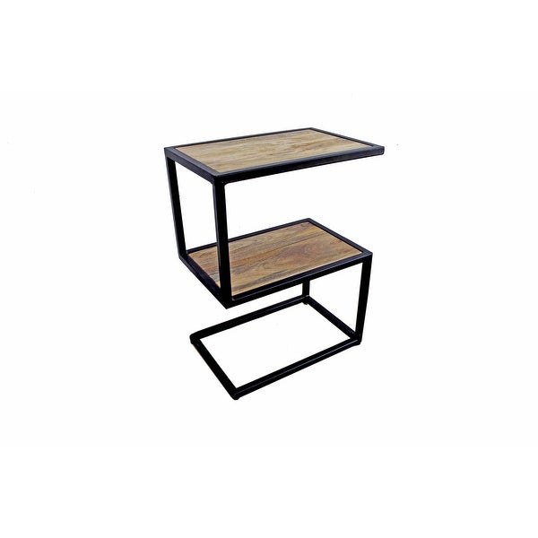 Porter Designs Delancy Industrial Solid Mango Wood End Table， Brown