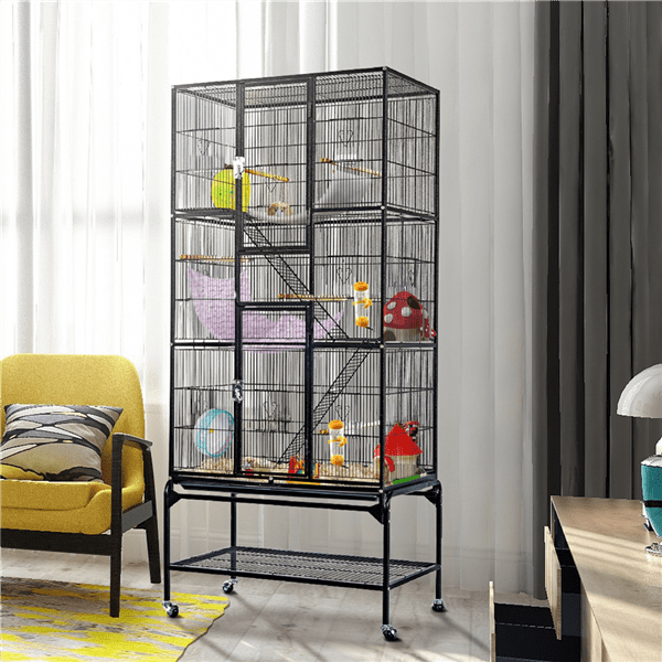 Extra Large Metal Rolling Pet or Bird Cage with Detachable Stand