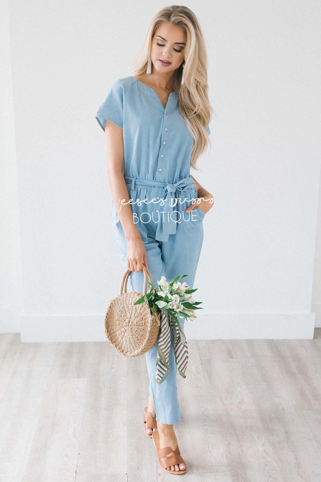 Light Chambray Button Front Jumpsuit