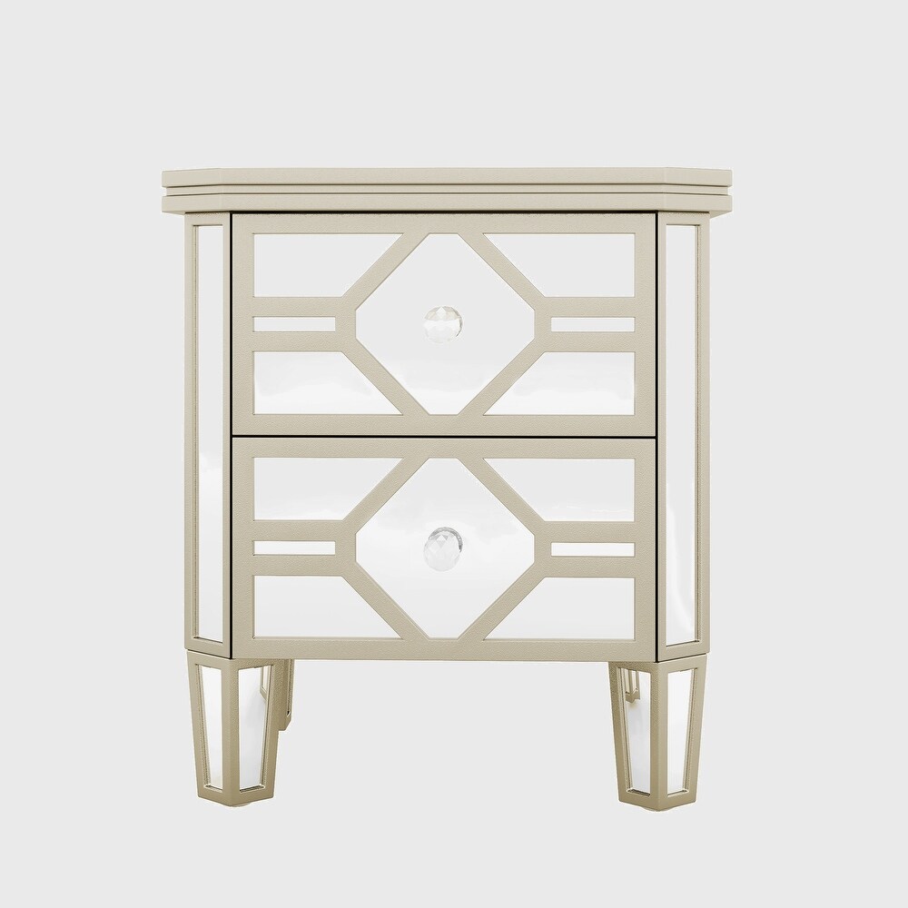 Mirrored 2 Drawer Nightstand