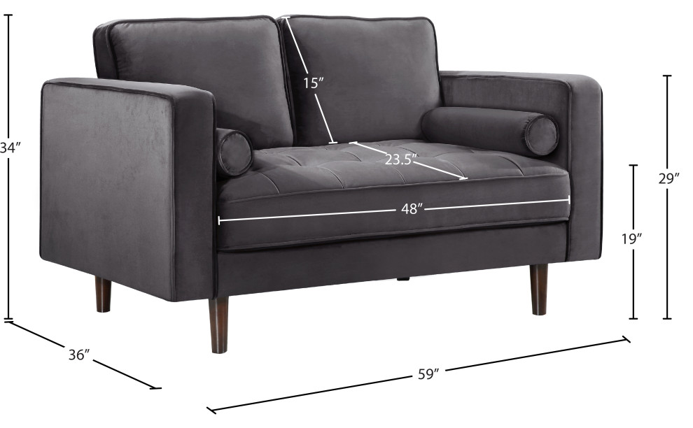 Emily Velvet Living Room   Midcentury   Loveseats   by Meridian Furniture  Houzz