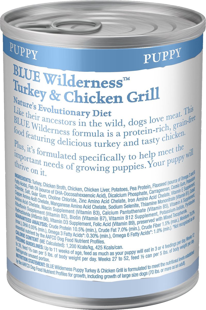 Blue Buffalo Wilderness Turkey and Chicken Grill Grain-Free Puppy Canned Dog Food