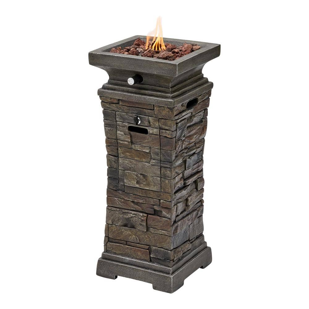 Hampton Bay 29 in. W x 11.8 in. H Square Stacked Stone Fire Column FP15029