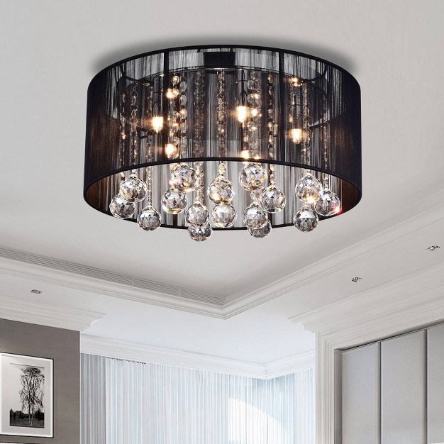 X 17 quot X 9 quot Crystal Ceiling Light Black Warehouse Of 