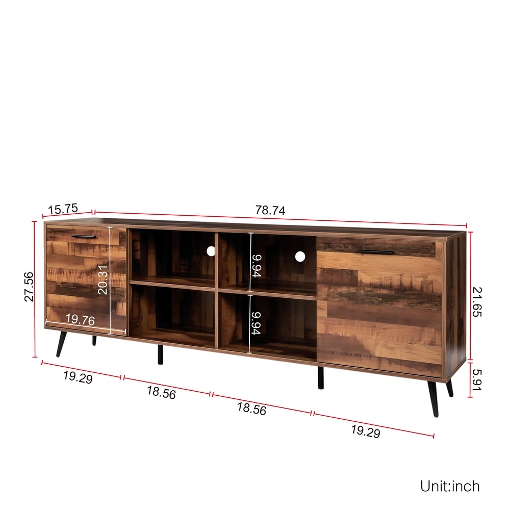 TV Stand Media Entertainment Center Mid Century Modern TV Console Table with Storage Cabinet Doors for Living Room