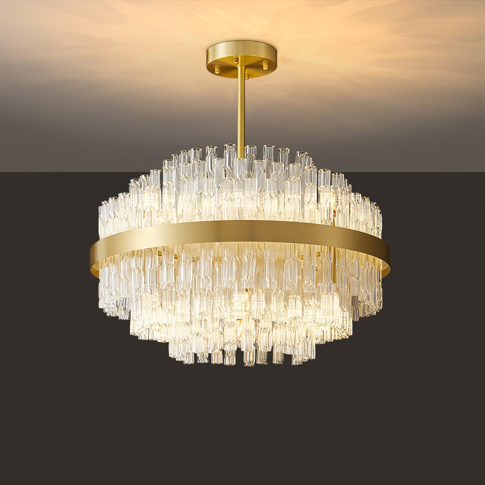 Gold & Clear Rod Chandelier