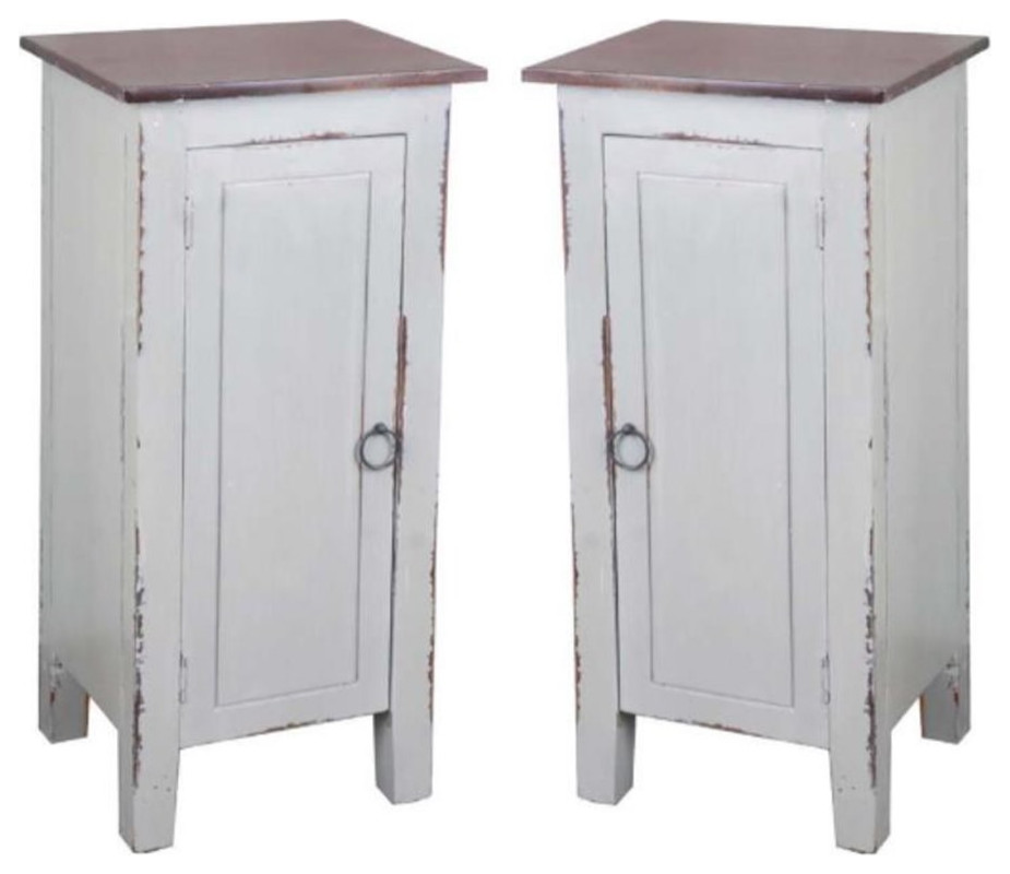 Home Square Cottage 1 Door Wood Accent Cabinet in Antique Gray   Set of 2   Farmhouse   Accent Chests And Cabinets   by Homesquare  Houzz