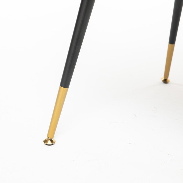 Modern | Contemporary Velvet Upholstered Dining Chair with Nailheads and Gold Tipped Black Metal Legs