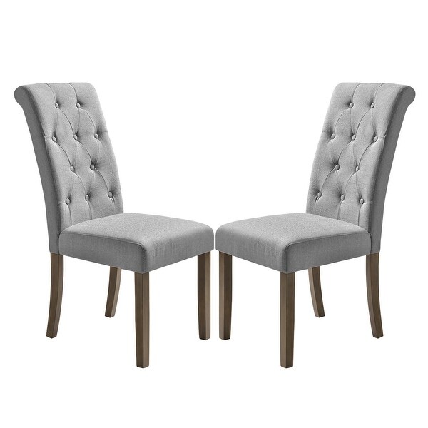 2-pieces Solid Wood Dining Chairs High Back Without Arms， Retro Casual Tufted High Back Upholstered Chairs