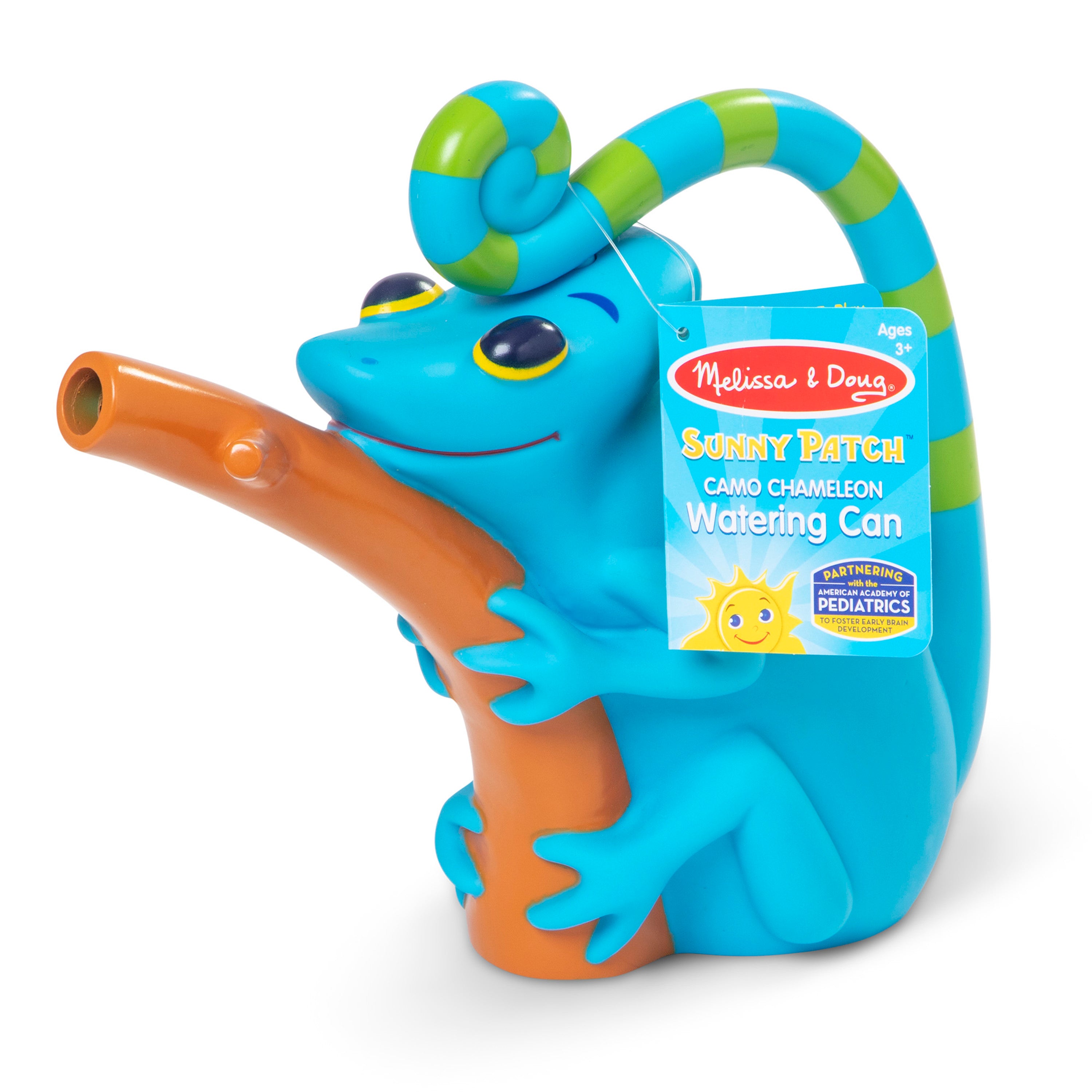 Melissa and Doug Sunny Patch Camo Chameleon Watering Can With Tail Handle and Branch-Shaped Spout