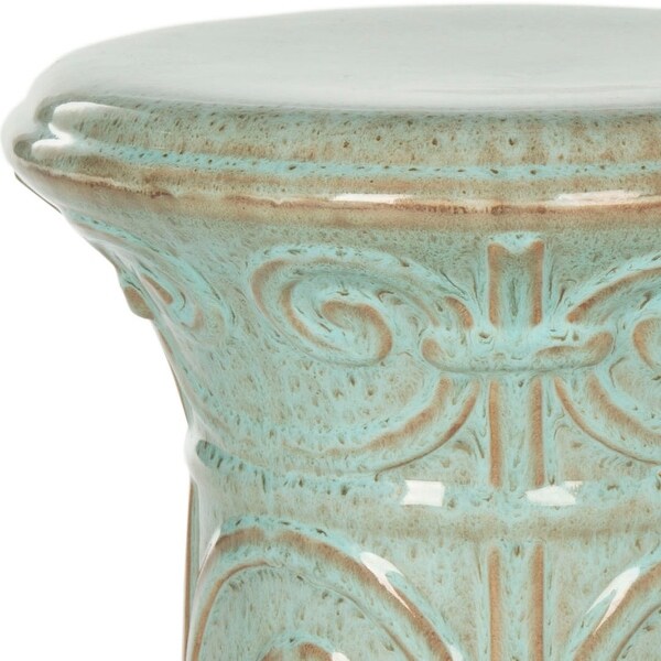 SAFAVIEH Imperial Blue Green Scroll Ceramic Decorative Garden Stool