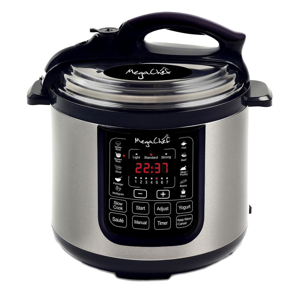 MegaChef 8 Qt. Stainless Steel Electric Pressure Cooker with Stainless Steel Pot 98599676M