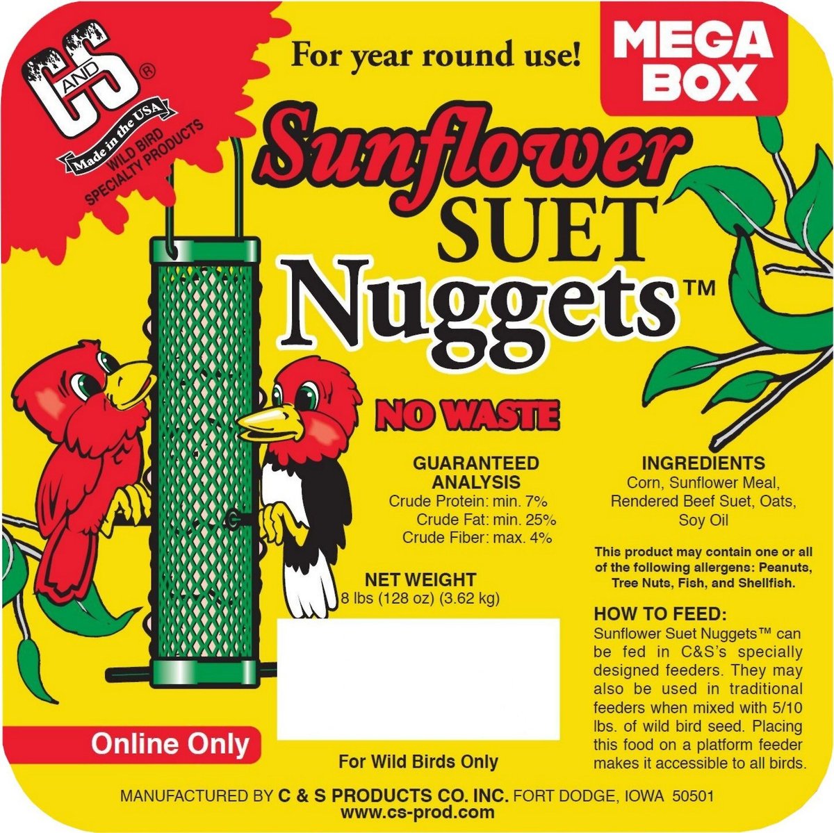 CandS Sunflower Suet Nuggets Wild Bird Food