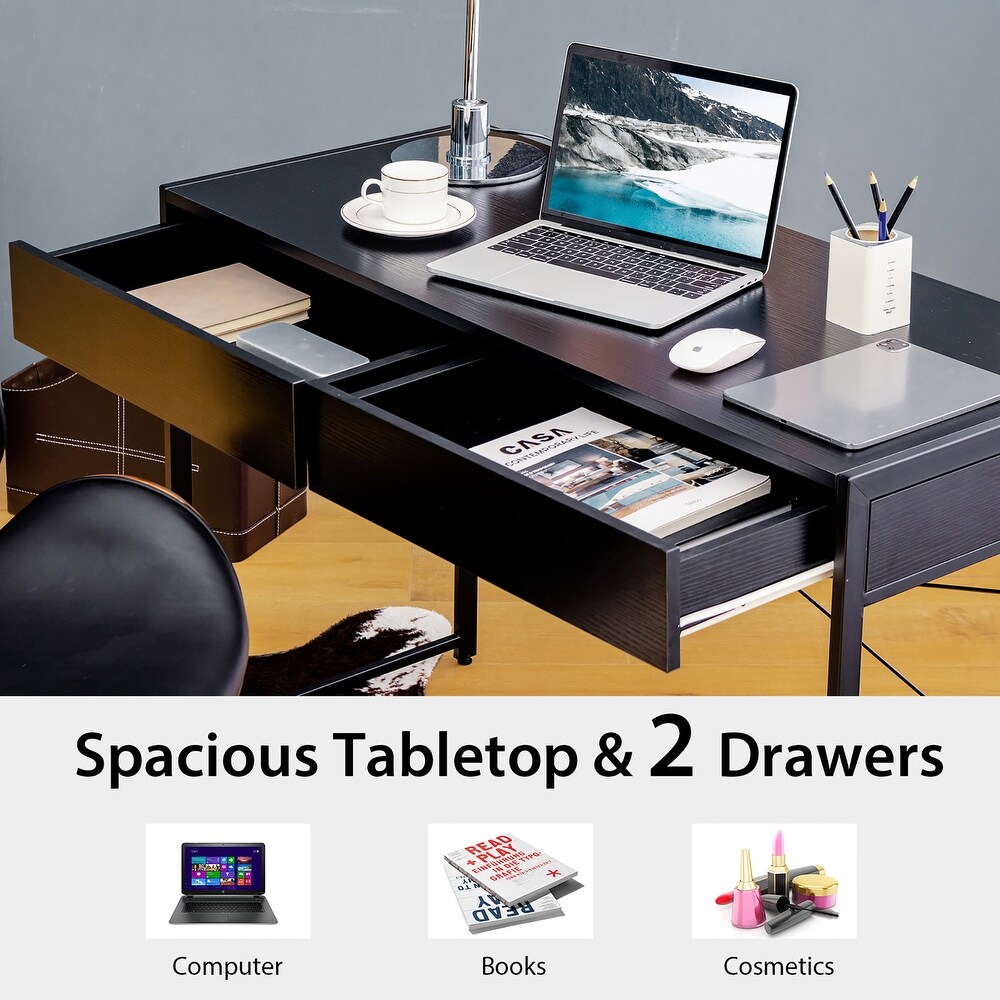 Costway Computer Desk Metal Frame Study Table Home Office Workstation