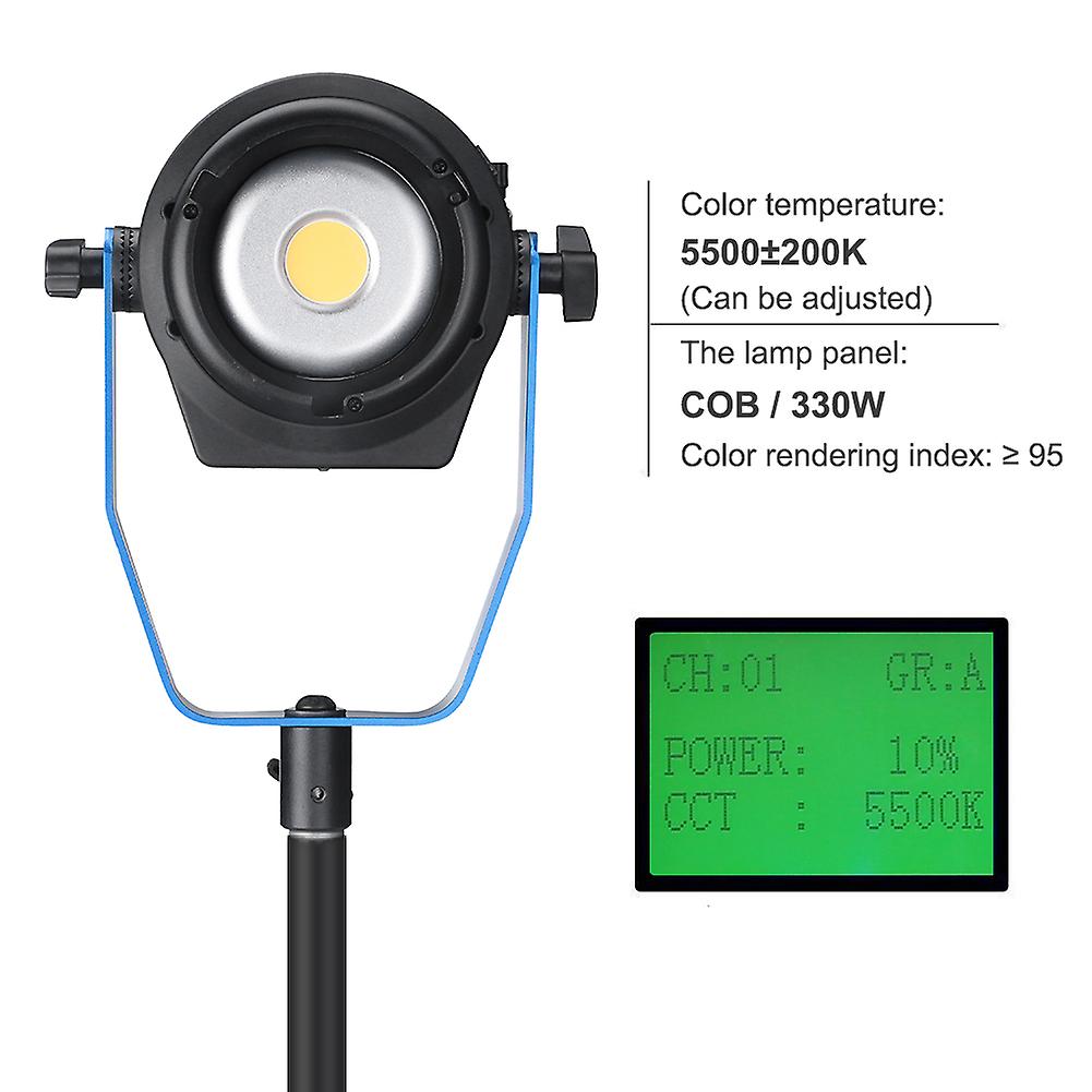 Ultra-bright 330w Cob Video Light With Cn-516 Controller， High Cri/tlci， Triple Cooling Fan， And V-mount Battery Compatibility[us Plug 100-240v]