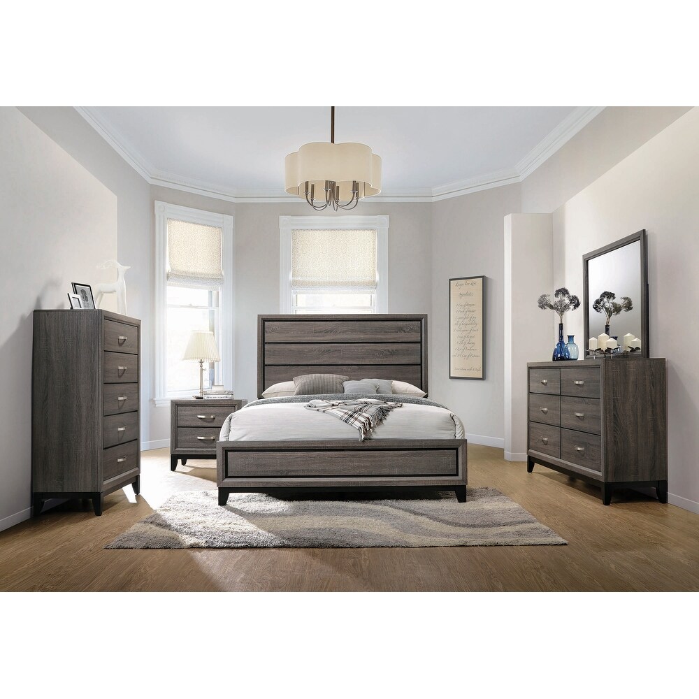 Carina Rustic Grey Oak 2 piece Queen Bedroom Set with Dresser