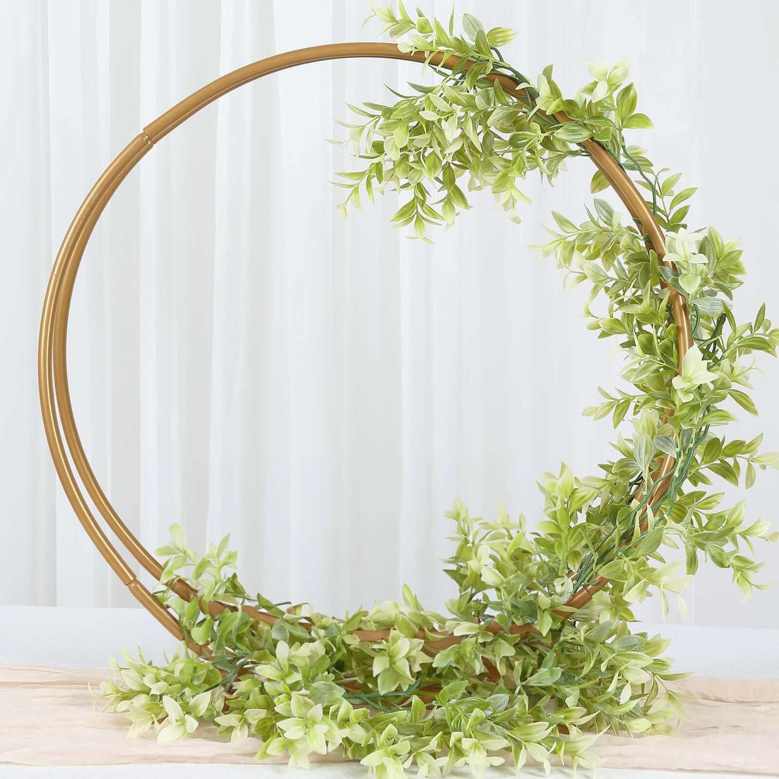 Gold Metal Double Frame Hoop Flower Table Centerpiece, Wedding Cake Display Stand 24