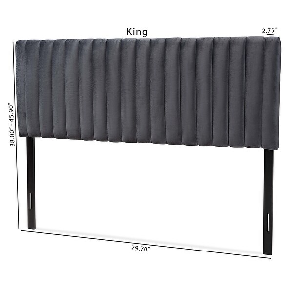 Emile Modern and Contemporary Velvet Upholstered Wood Headboard-Grey - - 35045363