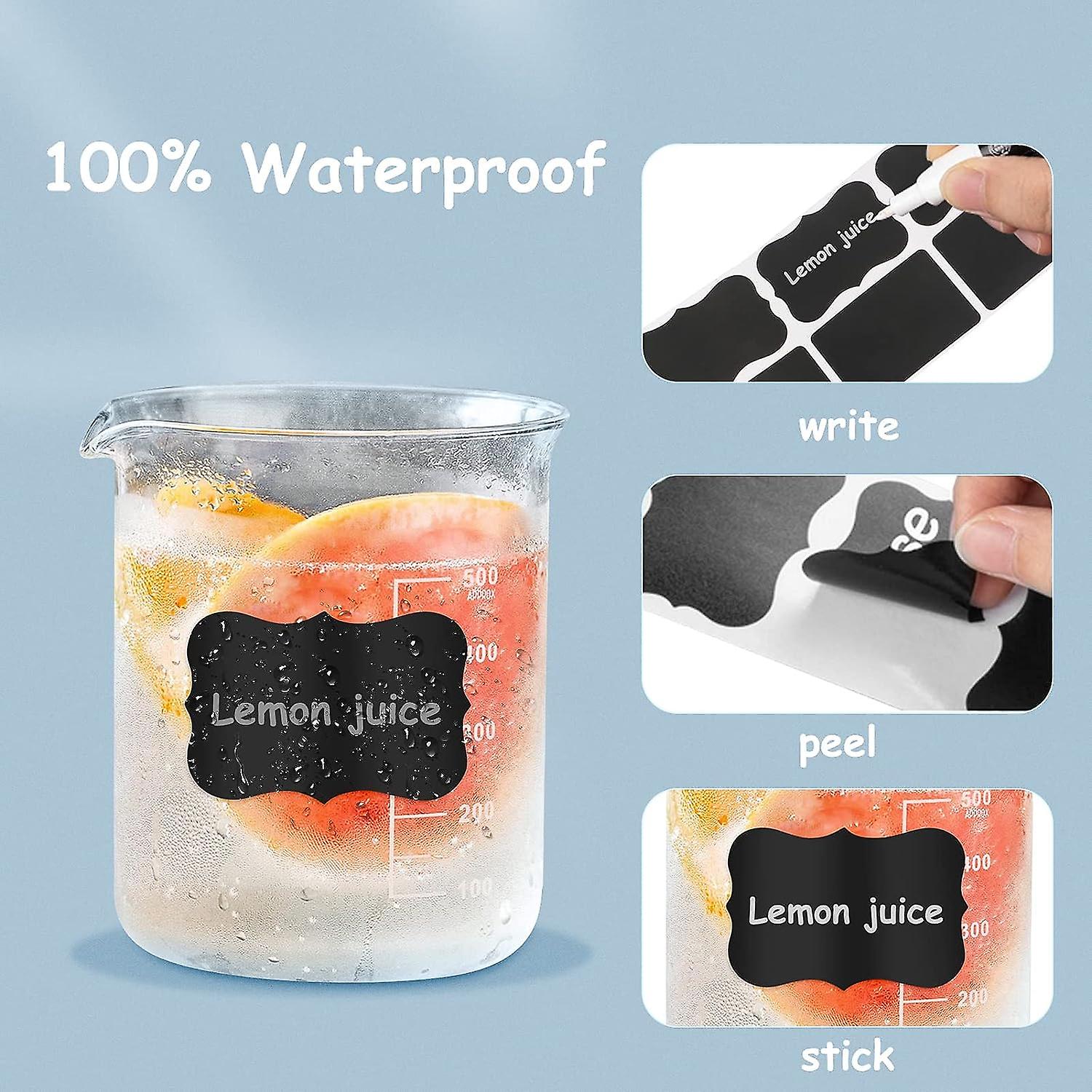 Chalkboard Labels 240 Pcs， Reusable Waterproof Blackboard Stickers Removable Label Sticker With White Chalk Marker And Small Towel For Jars， Bottles，