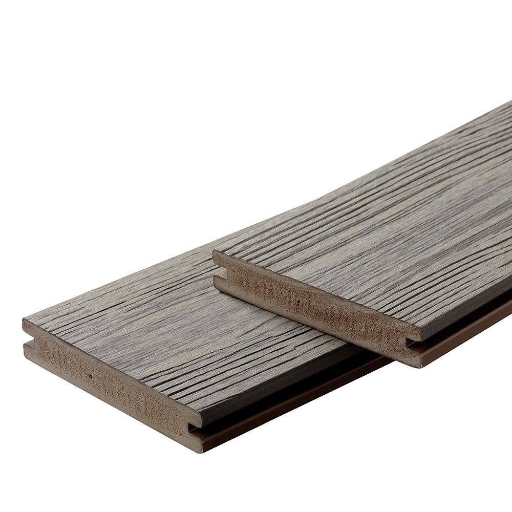 FORTRESS Apex 1 in. x 6 in. x 8 ft. Alaskan Driftwood Grey PVC Grooved Deck Boards (2-Pack) 251060823