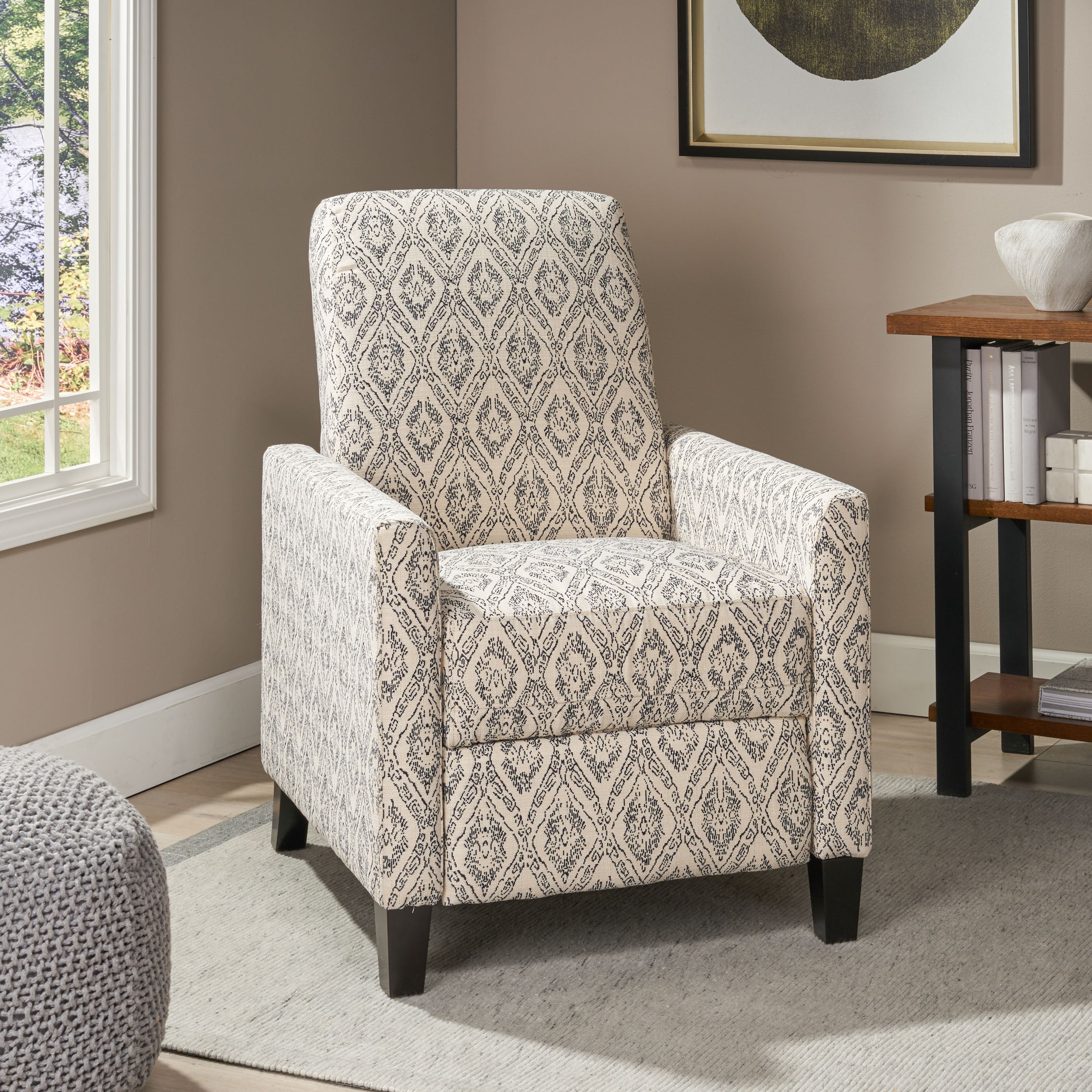 Nayan Contemporary Fabric Upholstered Push Back Recliner