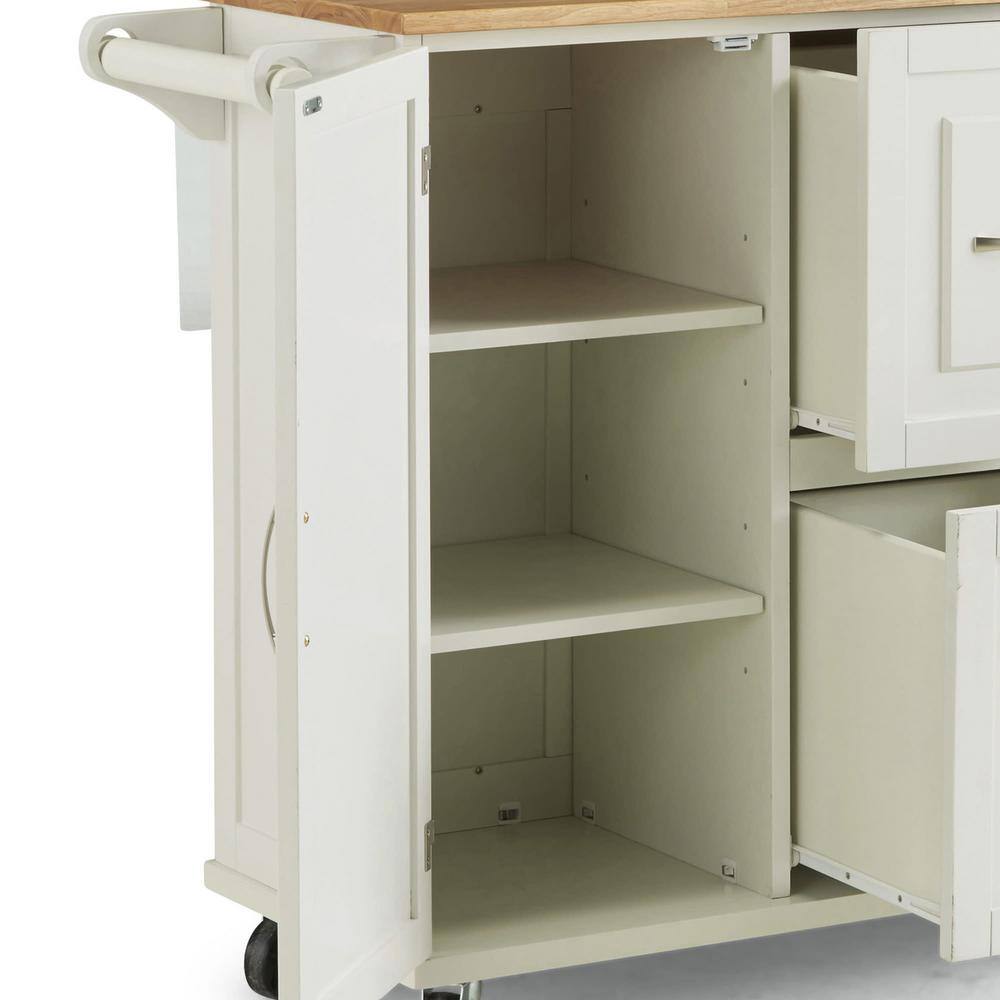 HOMESTYLES Dolly Madison White Kitchen Cart with Natural Wood Top 4516-95