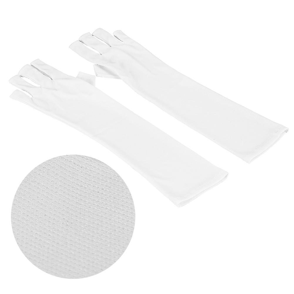 1 Pair White Useful Anti Uv Mitt Long Gloves For Uv Light/lamp Radiation Protection Manicure