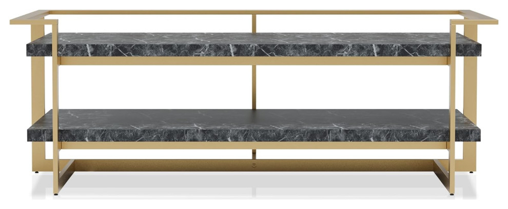 Contemporary Coffee Table  Unique Golden Open Frame With Black Faux Marble Top   Contemporary   Coffee Tables   by Decor Love  Houzz