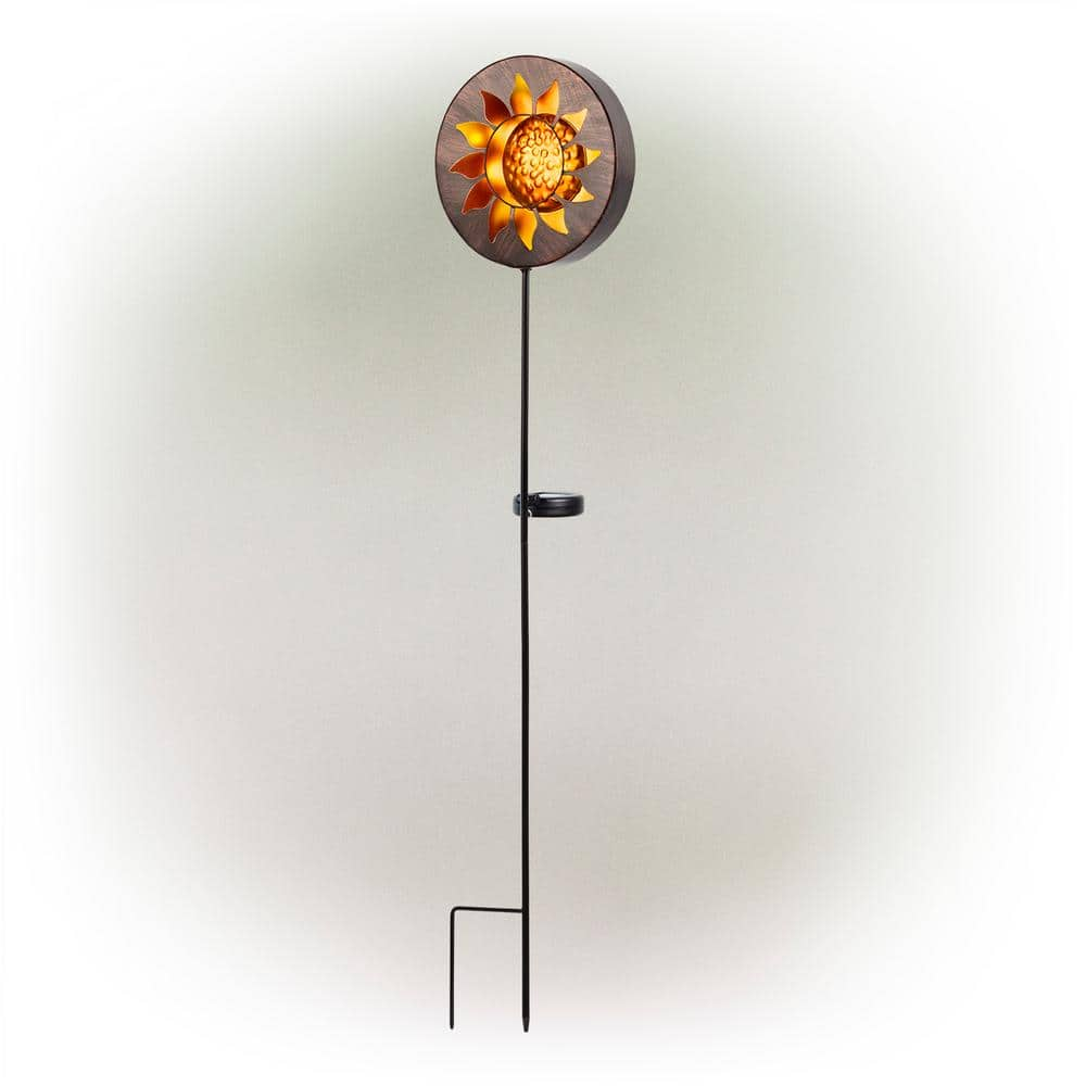 Alpine Corporation 40 in. Tall Outdoor Solar Powered Garden Stake Sunflower Design with LED Lights ZEN280TM