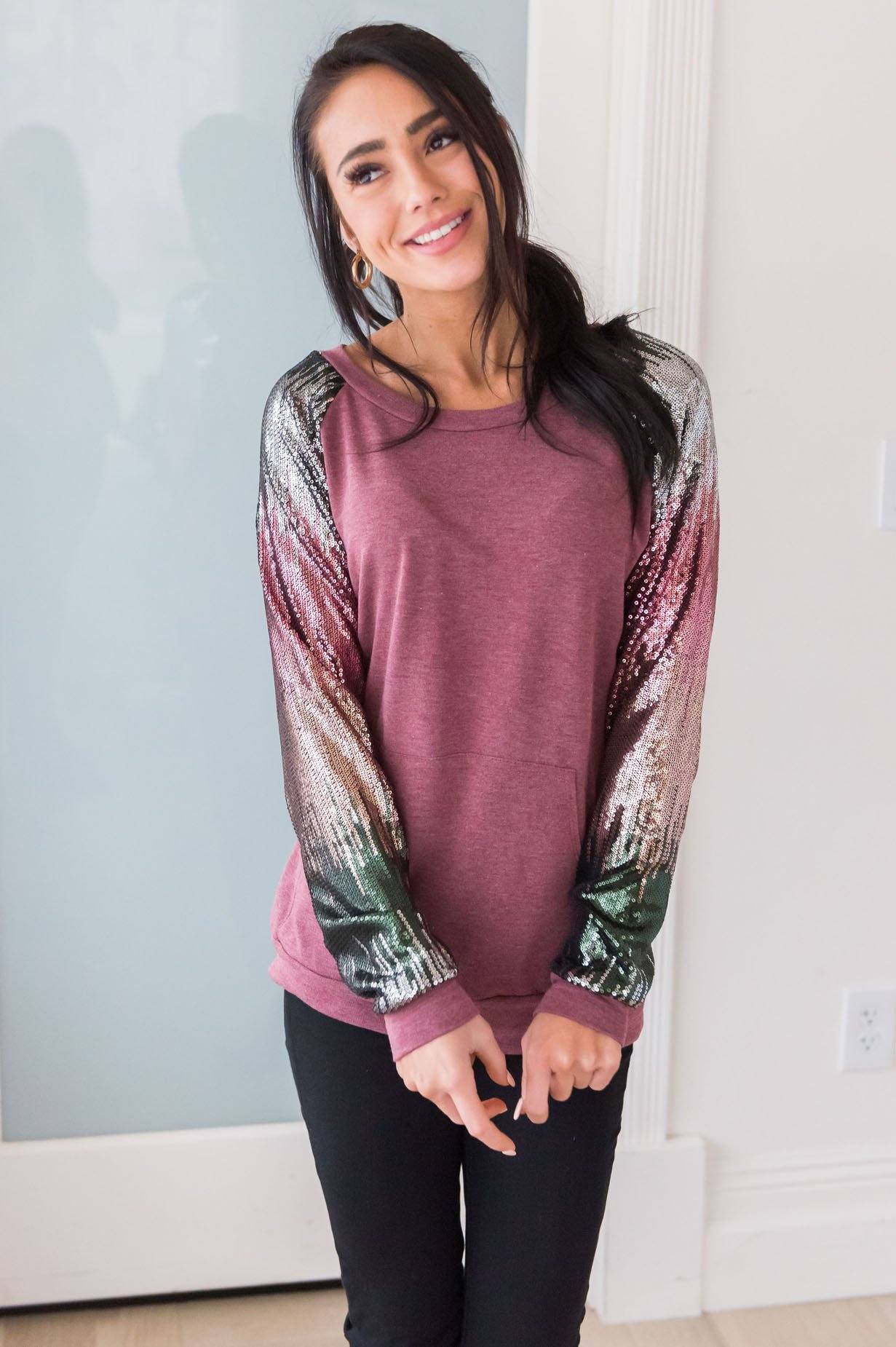 Layered In Happiness Modest Sweatshirt