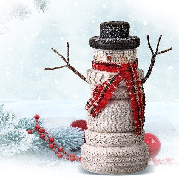 8 Resin Country Tire Stack Snowman