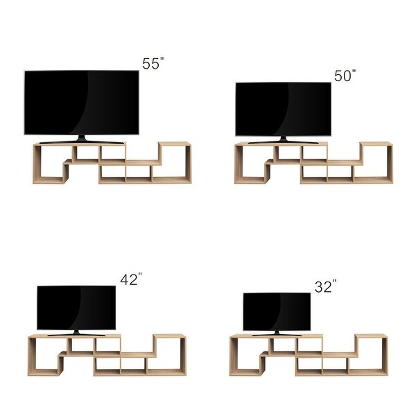 Abstract Double L-Shaped Low Floor TV Stand with Multi Display Storage