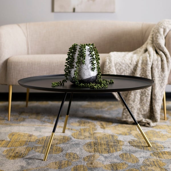 SAFAVIEH Orson Coffee Table W/ Metal Gold Cap-Black / Gold - 29