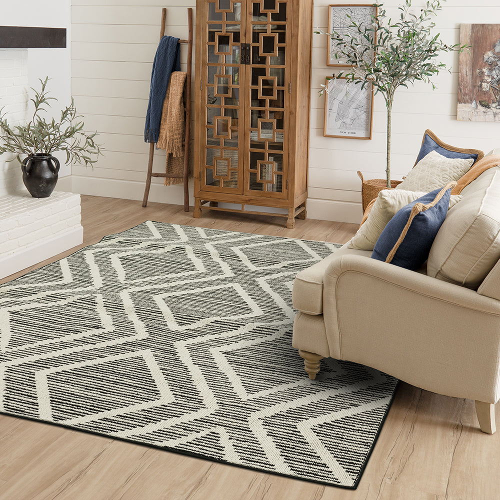 Mohawk Home Lenore Geometric Area Rug, Black/Cream, 8 x 10