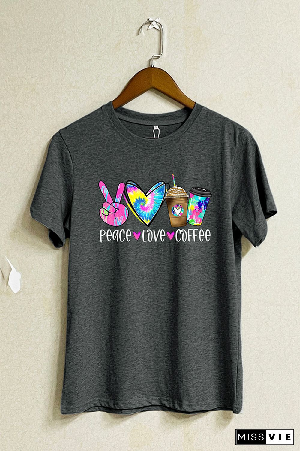 Peace Love Coffee Short Sleeve Graphic Tee Wholesale