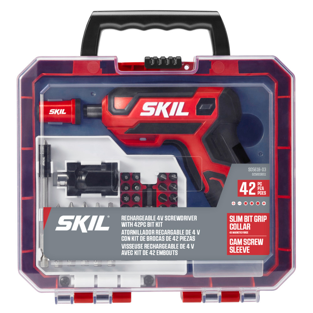 Skil 4V Screwdriver Rechargeable with 42pc Bit Kit ;