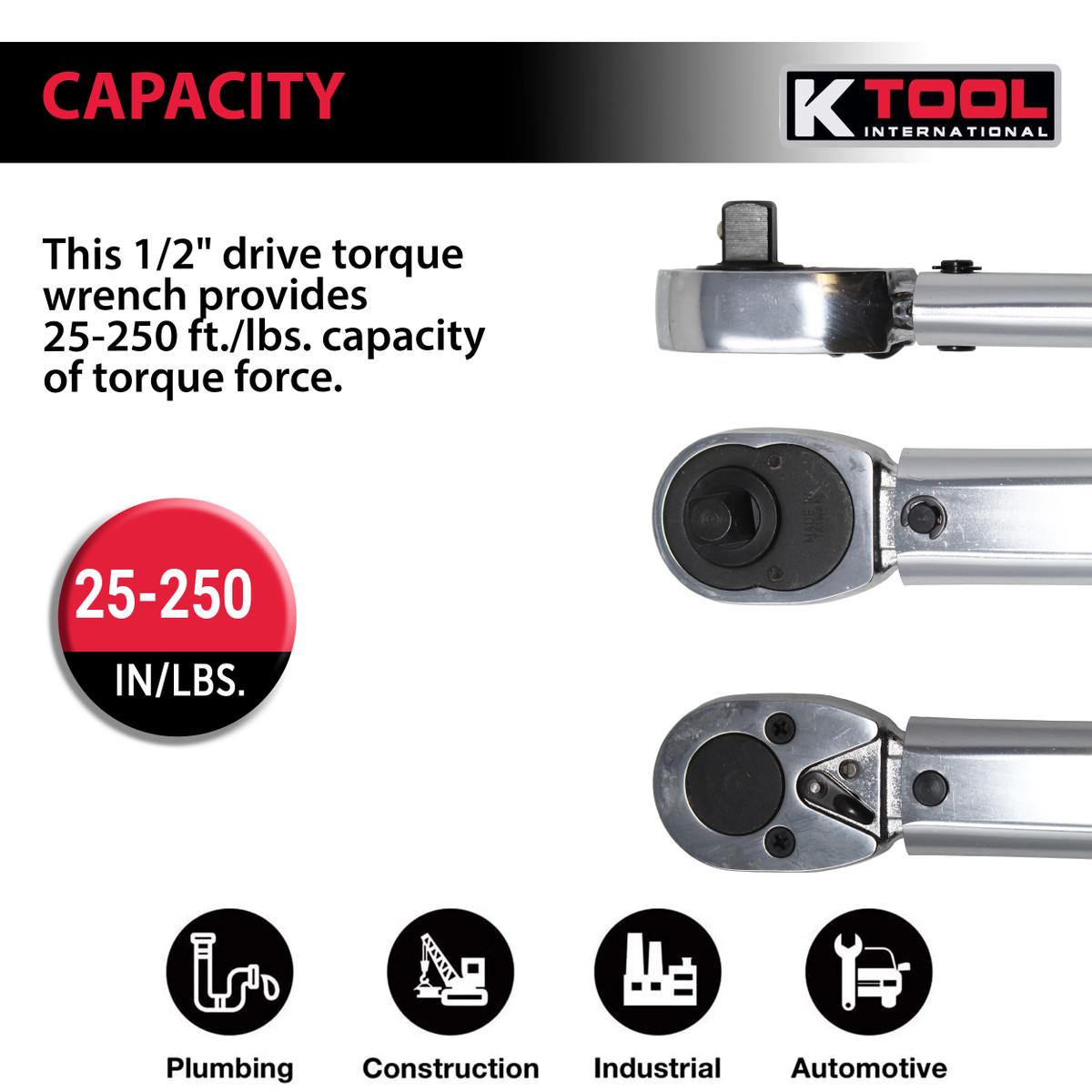 WRENCH TORQUE 1/2 DRIVE 25-250FT./LBS.