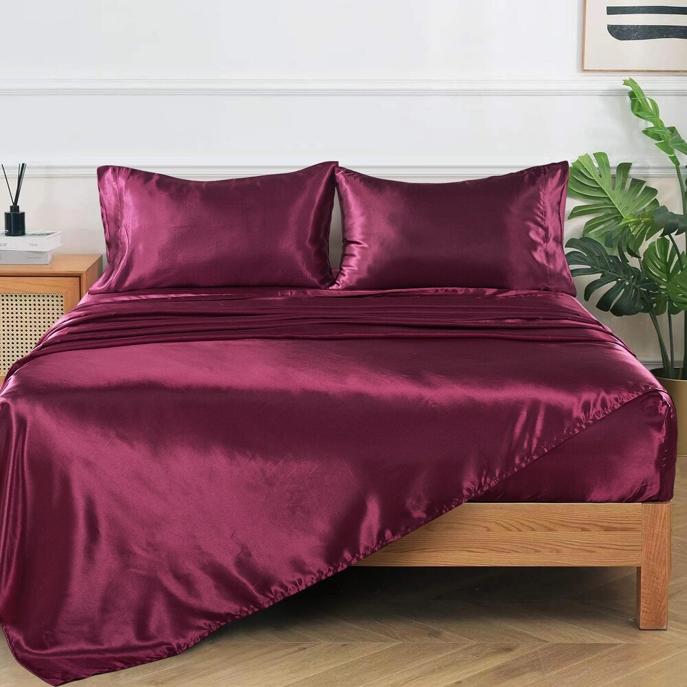 Remembrance Satin 4 piece Bed Sheet Set