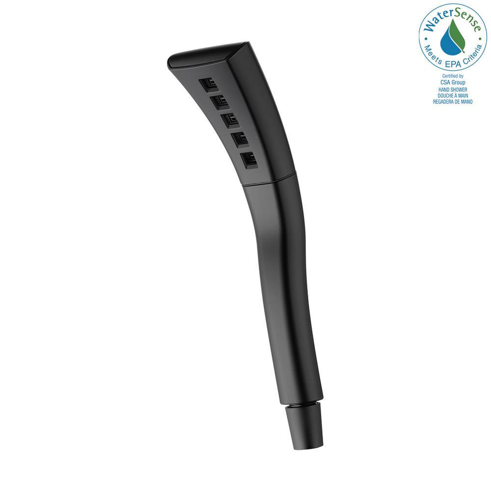 Delta 1-Spray Patterns 1.75 GPM 2.38 in. Wall Mount Handheld Shower Head with H2Okinetic in Matte Black 59421-BL-PK