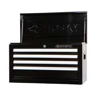 Husky 26 in. W x 12 in. D Standard Duty 4-Drawer Top Tool Chest in Gloss Black HKST98065BK