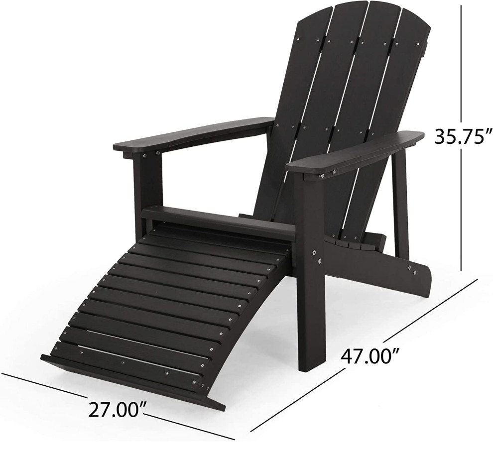 2 Pack Outdoor Adirondack Chair  Slatted Design With Retractable Ottoman   Transitional   Adirondack Chairs   by Decor Love  Houzz