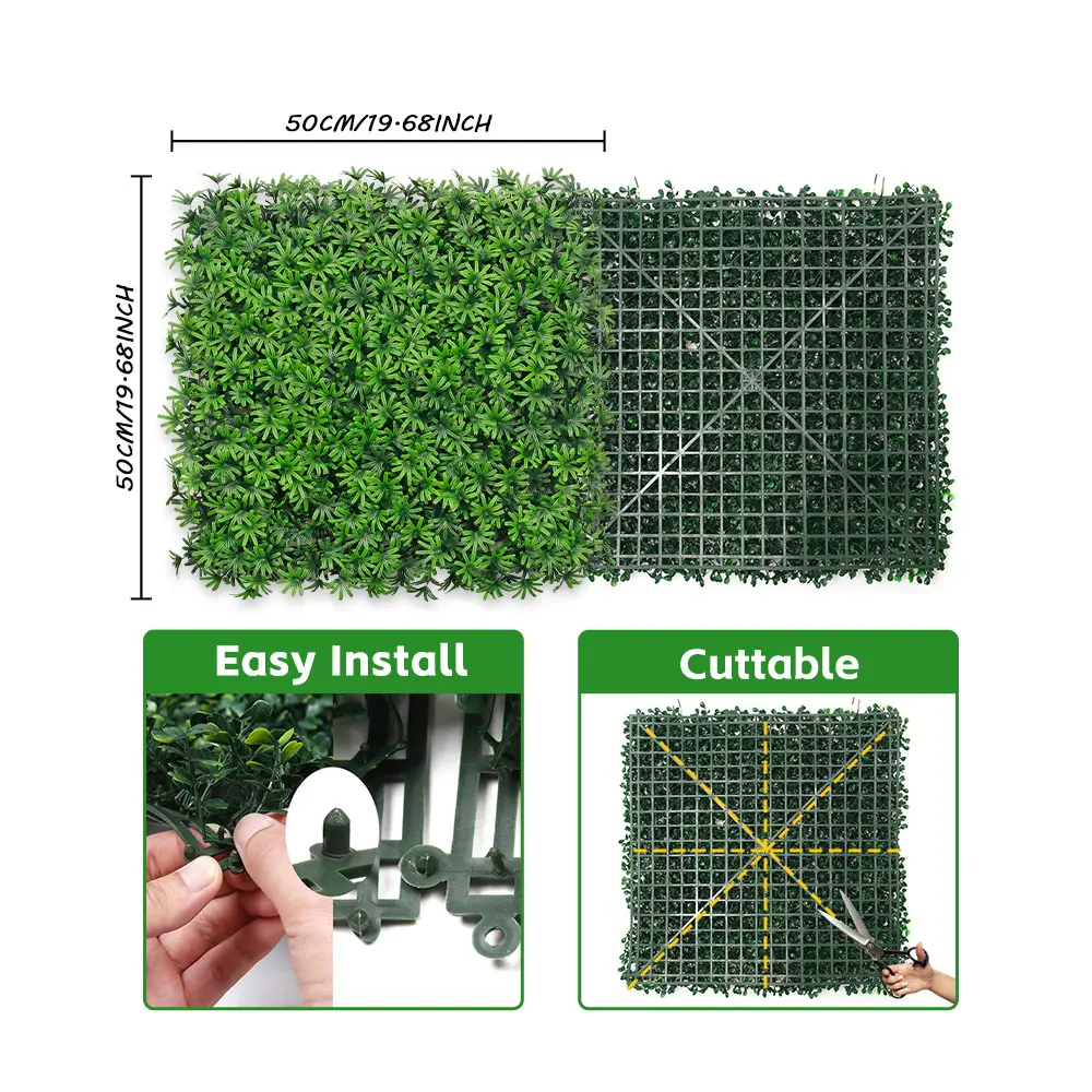 P26 Garden Supplies Plastic Greenery Pine Leaf Hedge Panel Artificial Privacy Fence Screen Plant Wall