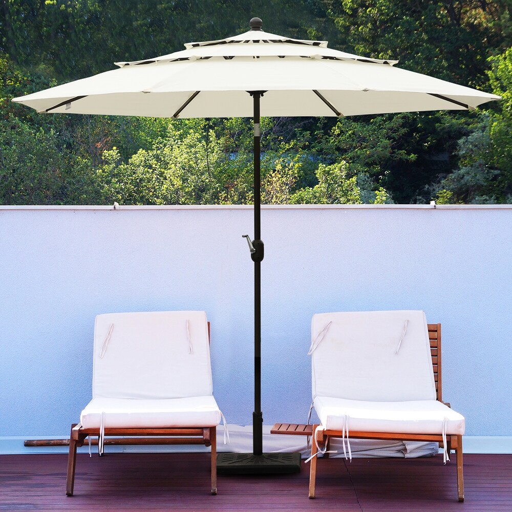 Aoodor Patio Umbrella 10 ft. for Dining Table Outdoor Market Yard Use 3 Tier Ventilation (Umbrella only)