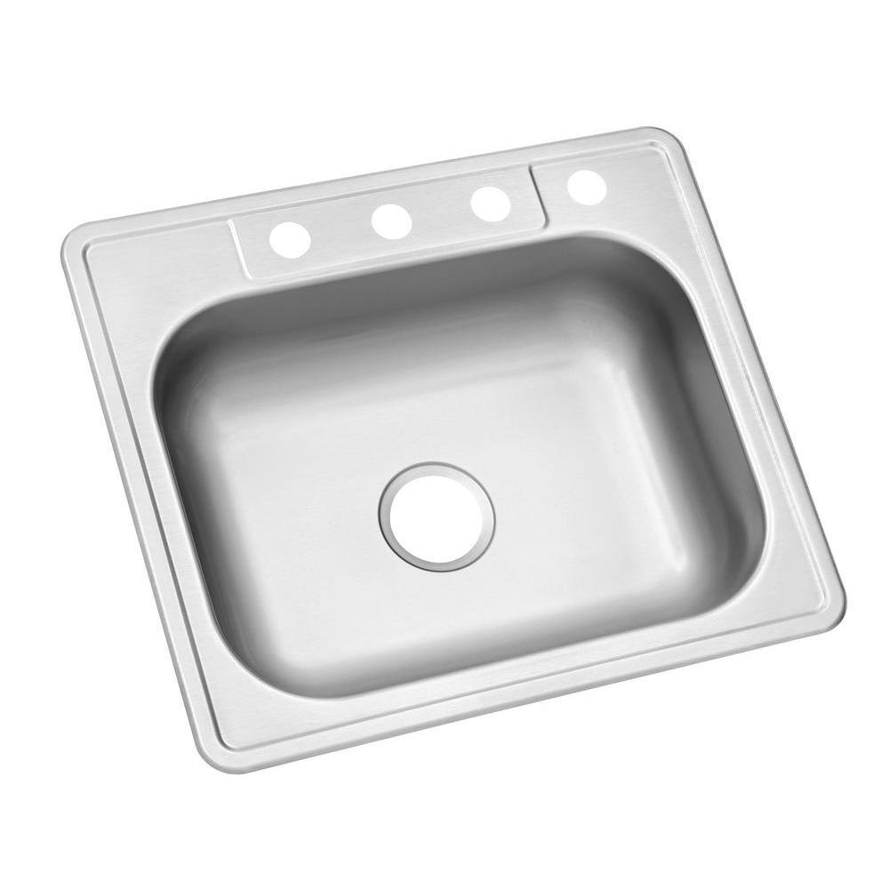 Glacier Bay 25 in. Drop-in Single Bowl 22 Gauge Stainless Steel Kitchen Sink HDSB252264