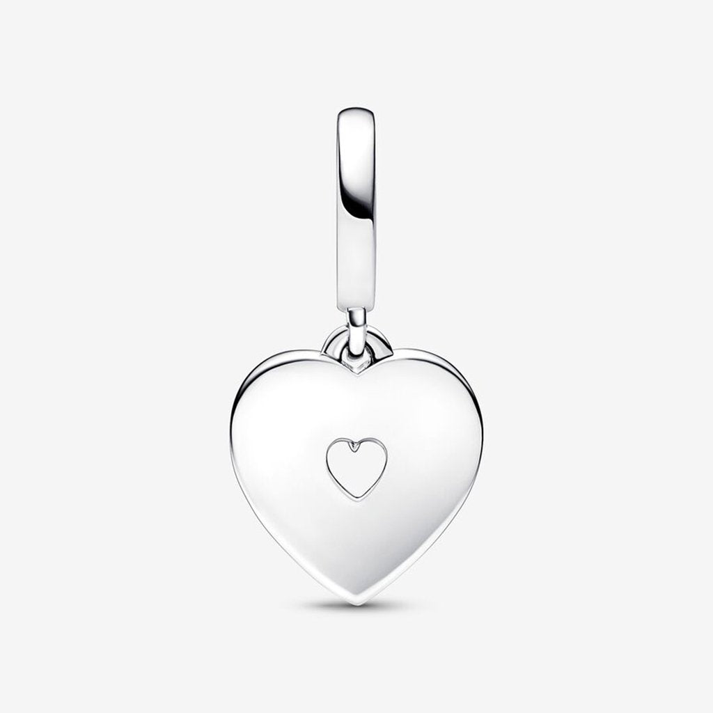 PANDORA  Pearlescent White Heart Double Dangle Charm