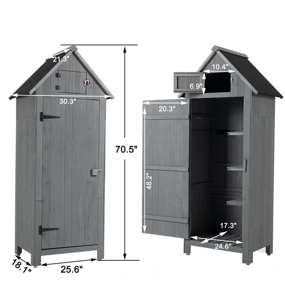 30.3L x 21.3W x 70.5H Outdoor Storage Cabinet T...