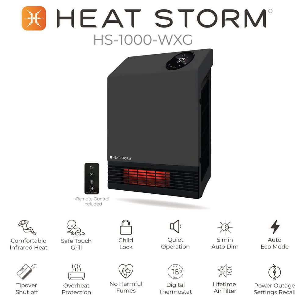 Heat Storm 1000Watt Gray Deluxe Indoor Infrared Wall Heater