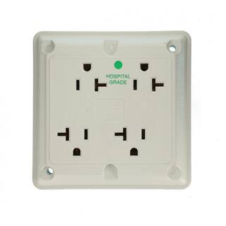 Leviton 20 Amp Hospital Grade Extra Heavy Duty Grounding 4-in-1 Outlet White 21254-HW