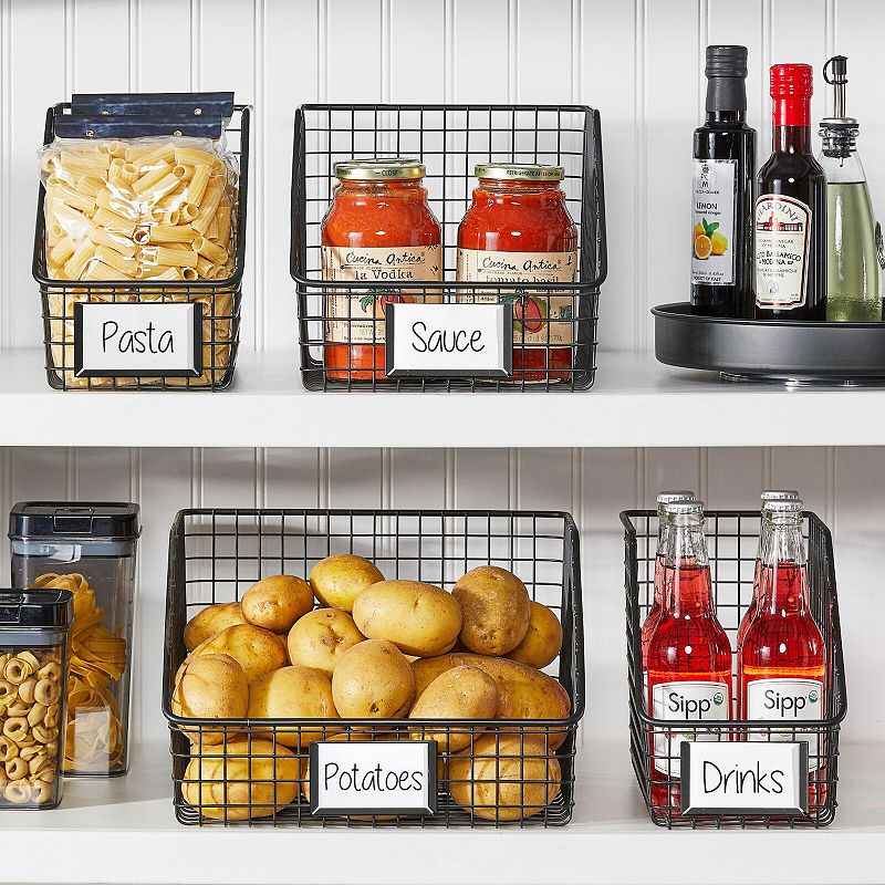 mDesign Slanted Front Kitchen Pantry Storage Organizer Basket - 2 Pack