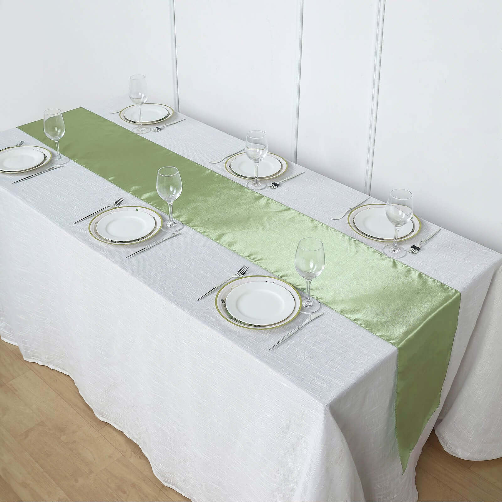 Sage Green Satin Table Runner 12